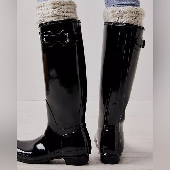 GUC HUNTER Original Tall Rubber Rain Boots Glossy Black - Picture 2 of 9